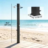 Outsunny 9.2 Gallon Solar Heated Outdoor Shower, 7.1ft with 2 Free-Rotating Shower Heads & Foot Showers for Poolside Beach Spa(m-3)