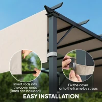 Outsunny 2 Pcs UV Protection Pergola Replacement Canopy, Pergola Shade Cover, Easy to Install, for 10' x 10' Pergola, Khaki(m-6)