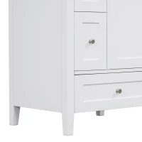 Ample Bathroom Vanity with 2 Upper Drawers and Removable Bottom Drawer, Ideal Cabinet for Small Bathrooms, 24" L x 18.5" W x 34" H, White(m-13)