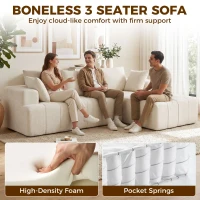 HOMCOM 101" Modular Sectional Sofa with Chaise, Chenille Boneless Cloud Sofa Bed, 3 Seater L-Shaped Couch, No Assembly, Beige(m-4)