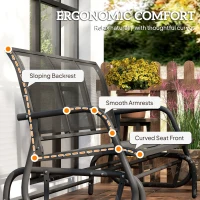 Outsunny 3-Person Outdoor Patio Glider Bench, Porch Glider Swing with 3 Seats, Breathable Mesh Fabric, Metal Frame, Black(m-8)