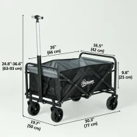 Outsunny Steel Frame Folding Garden Cart, Collapsible Wagon with Telescopic Handle and All-Terrain Wheels(m-3)