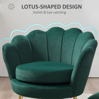 HOMCOM Modern Accent Chair, Velvet-Touch Fabric Leisure Club Chair with Gold Metal Legs for Bedroom, Dark Green(m-4)
