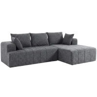 HOMCOM 101" Modular Sectional Sofa with Chaise, Chenille Boneless Cloud Sofa Bed, 3 Seater L-Shaped Couch, No Assembly, Grey(m-13)