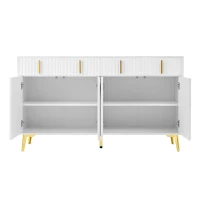 Spacious Sideboard with Adjustable Shelves, Versatile Storage Cabinet for Living and Dining Rooms, 47" L x 15" W x 32.5" H, White(m-10)