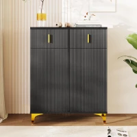Elegant Sideboard with Push-To-Open Mechanism, Versatile Shoe Cabinet for Hallways and Entryways, 32.5" L x 13.5" W x 39.5" H, Black(m-4)