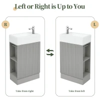 Practical Bathroom Vanity with 2-Tier Storage Shelves and Toilet Paper Holder, Compact Cabinet for Small Bathrooms, 18.5" L x 10.5" W x 33" H, Gray(m-4)