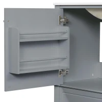 Spacious Bathroom Vanity with 3 Drawers and One-Door Cabinet, Freestanding Cabinet for Small Bathrooms, 36" L x 18.5" W x 33.5" H, Gray(m-10)