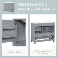 Spacious Bathroom Vanity with 3 Drawers and One-Door Cabinet, Freestanding Cabinet for Small Bathrooms, 36" L x 18.5" W x 33.5" H, Gray(m-5)