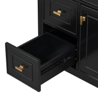 Spacious Vanity with Tip-Out Top Drawer and 2 Left-Side Drawers, Ideal Cabinet for Small-To-Medium Bathrooms, 30" L x 18.5" W x 33.5" H, Black(m-12)