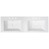 60-inch Resin Vanity Top with Undermount Rectangular Double Sinks, Undermount Sink Countertop with Built-In Overflow, 59'' L x 19.5'' W x 7'' H, White(m-1)