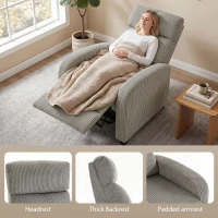 HOMCOM Corduroy Home Theater Seating, Push Back Recliner Chair with Padded Seat for Living Room, Grey(m-7)