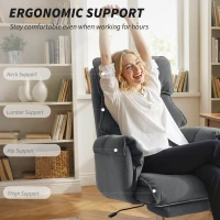 HOMCOM Desk Chair, Computer Office Chair with Footrest, Adjustable Backrest and Headrest, Dark Grey(m-5)
