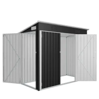Galvanized Steel Outdoor Storage Shed with Ventilated Top Vents, Weatherproof Utility Shed with 3 Access Doors, 89'' L x 43'' W x 71'' H, Black(m-8)