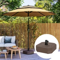 Outsunny Square Patio Umbrella Base Holder, Heavy Duty Outdoor Umbrella Stand Base, Filled Up to 55lbs with Sand or 44lbs with Water for Garden, Poolside, Brown(m-2)