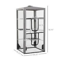 PawHut 79"H Catio Outdoor Cat Enclosure, Steel Frame Cat Cage with 3 Platforms, 2 Doors and 4 Sandbags for Stability(m-3)
