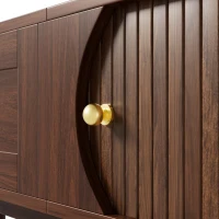 Sliding-Door TV Cabinet with Spacious Drawer and 2 Sliding Doors, Modern Wood TV Stand for Living Room, 67'' L x 15.5'' W x 15'' H, Walnut(m-11)