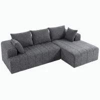 HOMCOM 101" Modular Sectional Sofa with Chaise, Chenille Boneless Cloud Sofa Bed, 3 Seater L-Shaped Couch, No Assembly, Grey(m-2)