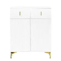 Elegant Sideboard with Push-To-Open Mechanism, Versatile Shoe Cabinet for Hallways and Entryways, 32.5" L x 13.5" W x 39.5" H, White(m-2)