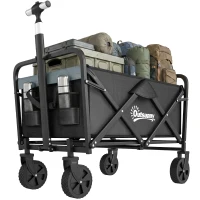 Outsunny Steel Frame Folding Garden Cart, Collapsible Wagon with Telescopic Handle and All-Terrain Wheels(m-13)