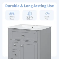 Double Bathroom Vanities with Tip-Out Top Drawer and 3 Pull-Out Drawers, Stylish Cabinets with Freestanding Design, 48" L x 18.5" W x 34" H, Gray(m-5)