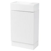 Practical Bathroom Vanity with 2-Tier Storage Shelves and Toilet Paper Holder, Compact Cabinet for Small Bathrooms, 18.5" L x 10.5" W x 33" H, White(m-13)