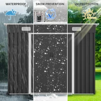 Outdoor Metal Storage Shed with Sliding Double Doors, Galvanized Steel Tool House with Lock‑Ready Holes, 94'' L x 48.5'' W x 71'' H, Black(m-6)