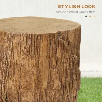 HOMCOM Concrete End Table, Tree Stump Shape Side Table for Indoors and Outdoors, Set of 2, Natural(m-5)