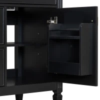 Spacious Vanity with Tip-Out Top Drawer and 2 Left-Side Drawers, Ideal Cabinet for Small-To-Medium Bathrooms, 30" L x 18.5" W x 33.5" H, Black(m-13)