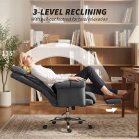 HOMCOM Desk Chair, Computer Office Chair with Footrest, Adjustable Backrest and Headrest, Dark Grey(m-6)