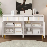 Spacious Sideboard with Adjustable Shelves, Versatile Storage Cabinet for Living and Dining Rooms, 47" L x 15" W x 32.5" H, White(m-5)