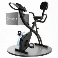 Soozier 3 in 1 Folding Exercise Bike, Foldable Stationary Bike with 8-Level Magnetic Resistance, Adjustable Seat, Black(m-3)
