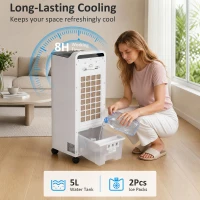 HOMCOM Room Air Cooler with Ice Packs, Ice Cooling Fan Water Humidifier Unit with Remote, Timer, Oscillating(m-5)