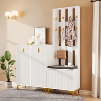 Functional Wardrobe Set with Multiple Compartments, Ideal Storage Unit for Hallways and Mudrooms, 21.5" L x 13.5" W x 68.5" H, White(m-5)