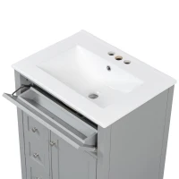 Double Bathroom Vanities with Tip-Out Top Drawer and 3 Pull-Out Drawers, Stylish Cabinets with Freestanding Design, 48" L x 18.5" W x 34" H, Gray(m-10)