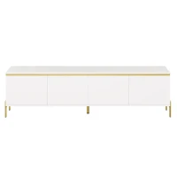 Modern High-Gloss TV Stand with Built-In Cable Management, Metal Legged TV Cabinet with Easy-Clean Surface, 67'' L x 15'' W x 19.5'' H, White(m-2)