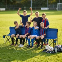 Outsunny 6 Seat Folding Camping Chair with Cup Holder and Carrying Case for Camping, Picnic, Sports Events, Blue(m-8)