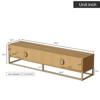Spacious TV Cabinet with 4 Cabinet Doors, Smooth Sideboard with Integrated Soft-Close Hinges, 70.5" L x 15.5" W x 15.5" H, Natural(m-3)
