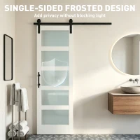 HOMCOM Sliding Door, 28" x 84" Sliding Barn Door with Hardware Kit Included & Handle, PVC Surface, White(m-5)