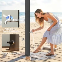 Outsunny 9.2 Gallon Solar Heated Outdoor Shower, 7.1ft with 2 Free-Rotating Shower Heads & Foot Showers for Poolside Beach Spa(m-7)