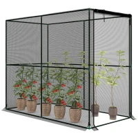 Outsunny Crop Cage, Plant Protection Tent with Zippered Door, Plant Protector from Animals for Vegetables Flowers Fruits, Black(m-9)