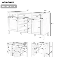 Bathroom Vanity Cabinet with Smooth-Glide Drawers, Freestanding Storage Cabinet with Adjustable Shelves, 58.5'' L x 19'' W x 32'' H, White(m-2)
