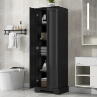 Stable Storage Cabinet with Anti-Tipping Device, Versatile Sideboard for Bathrooms and Dining Rooms, 23.5" L x 17" W x 71" H, Black(m-1)