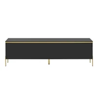 Modern High-Gloss TV Stand with Built-In Cable Management, Metal Legged TV Cabinet with Easy-Clean Surface, 67'' L x 15'' W x 19.5'' H, Black(m-2)