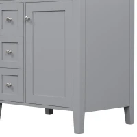 Double Bathroom Vanities with Tip-Out Top Drawer and 3 Pull-Out Drawers, Stylish Cabinets with Freestanding Design, 48" L x 18.5" W x 34" H, Gray(m-13)