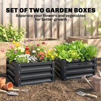 Outsunny 2pc 23.5" Elevated Herb & Vegetable Planting Box Kit w/ Versatile Uses, Dark Gray(m-4)