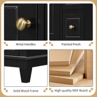 Spacious Bathroom Vanity with 3 Drawers and One-Door Cabinet, Freestanding Cabinet for Small Bathrooms, 24" L x 18.5" W x 34" H, Black(m-8)