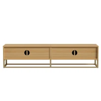 Spacious TV Cabinet with 4 Cabinet Doors, Smooth Sideboard with Integrated Soft-Close Hinges, 70.5" L x 15.5" W x 15.5" H, Natural(m-8)