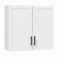 HOMCOM Simple Medicine Cabinet Wall Mounted, Bathroom Wall Cabinet with 2 Doors and Adjustable Shelf Storage, White(m-13)