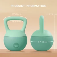 Soozier 22 lb Soft Kettlebell, Sand Filled Weight w/ Grip Handle, Kettlebell Weight for Full Body Workout, Green(m-3)